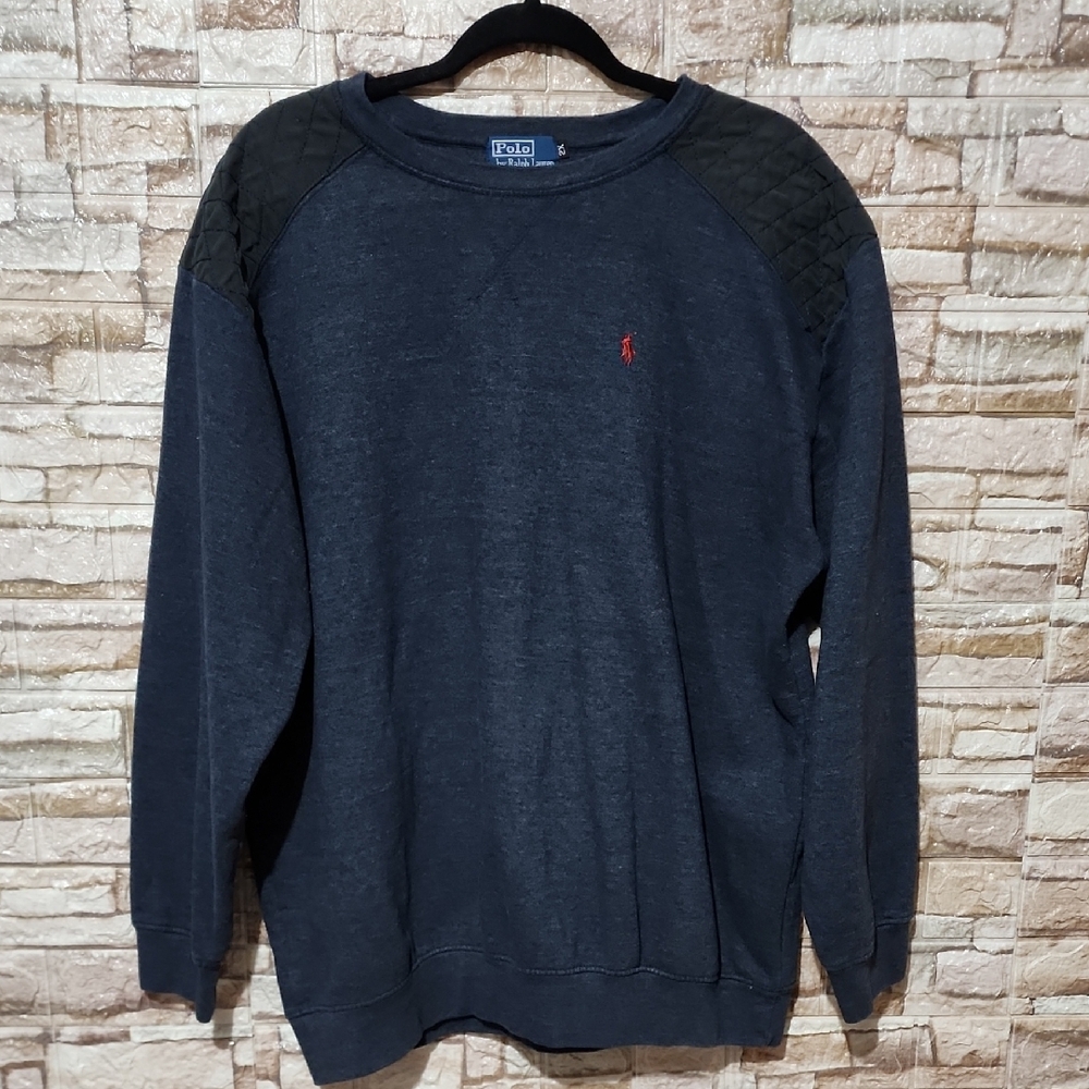 Polo by Ralph Lauren Blue Crewneck Sweater (Quilted shoulders)